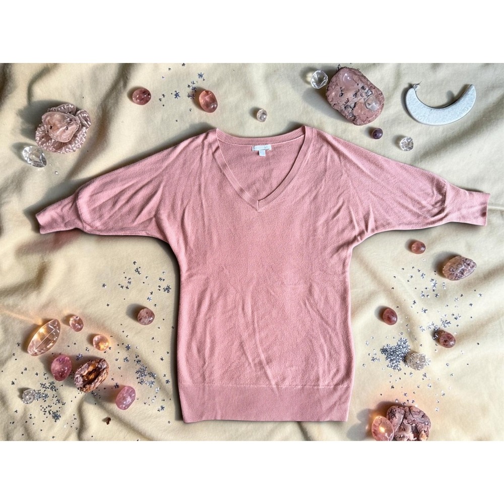 New York & Company - Pink Dolman Sleeve V-Neck Sweater Womens XS